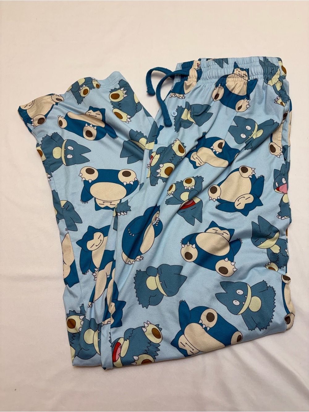 Pokemon Snorlax Print Mens Lounge Pajama Pants Sleepwear Blue Medium